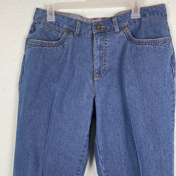 Kim Rogers Women’s Capri Jeans Size 12 Blue Denim Medium Wash Embroidered Pocket - Picture 2 of 14